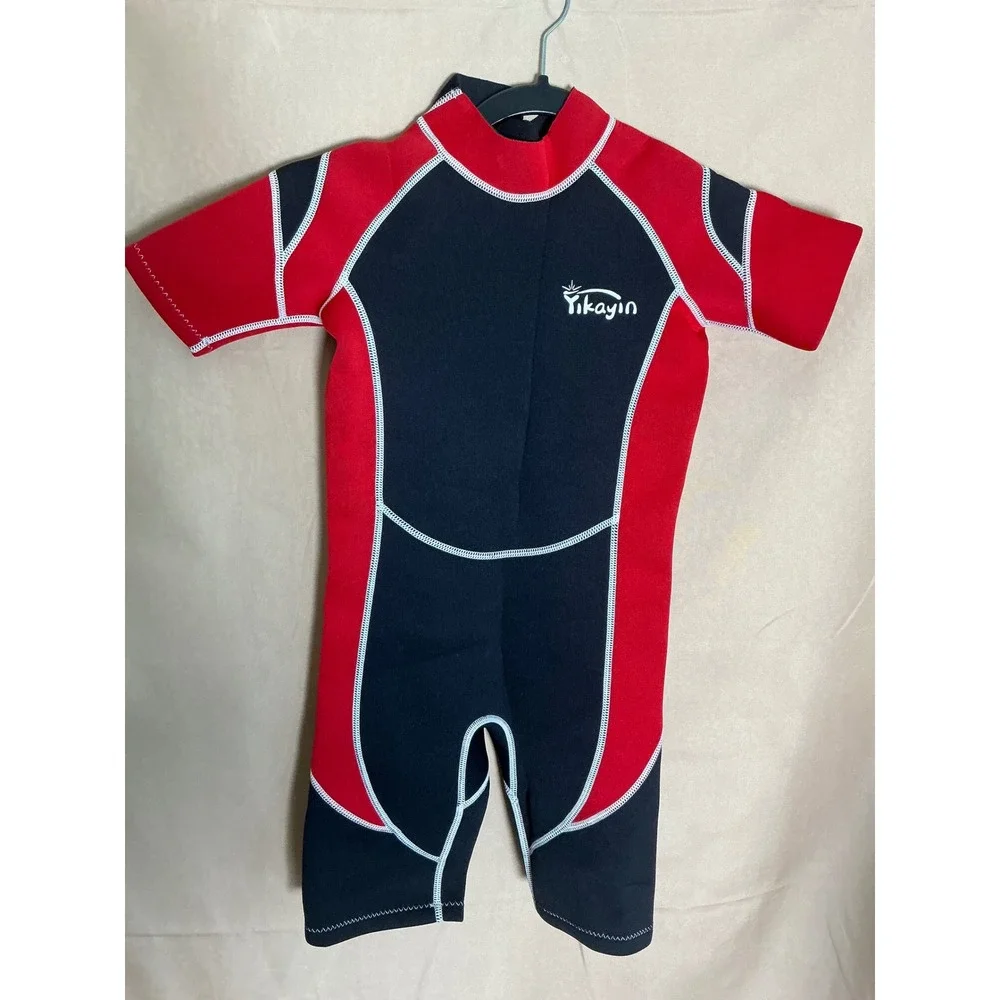 Yikayin Wetsuit Kids Unisex XS Red Black Excellent 2.5mm Thermal Shorty Neoprene